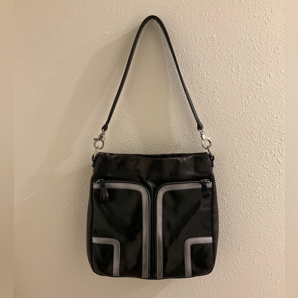 Genuine Leather Large Black & Silver Shoulder Bag/Purse by Goldenbleu~Boho Tote